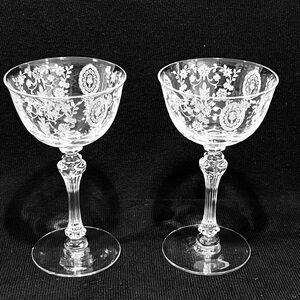 Tiffin-Franciscan June Night Set of 2 Crystal Etched Glasses 5”